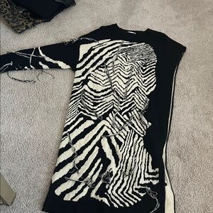 Zebra Print Black and White Sweater Dress